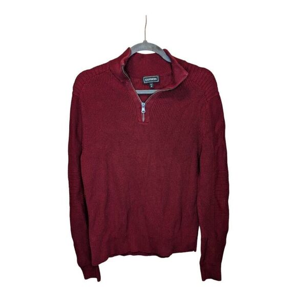 Express Maroon 1/4 Zip Knit Sweater - Picture 1 of 6